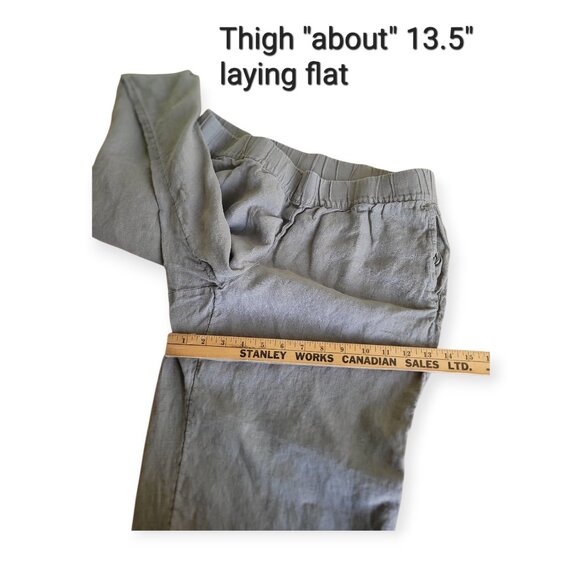 J. Jill Pure Jill Linen Pants Sage Green Stretch Waist M EUC breathable pull-on - Picture 11 of 12